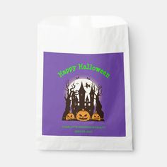 a purple bag with the words happy halloween on it