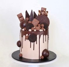 a cake with chocolate and marshmallows on top