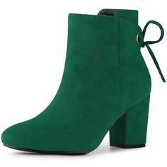 These ankle boots use the basic color which will add a popular color to your ensembles and take you through your day in style. Chunky High Ankle Boots; Round Toe; Zip; Vamp: Faux Suede; Outsole: Rubber; Heel: ABS; Heel Height : 3 1/8 inches; Shaft Height: 4 5/7 inches. Please check your size to make sure the item fits before ordering. Emerald Green Shoes, Halloween Costume Boots, High Heels Ankle Boots, Ankle Boots For Women, High Ankle Boots, Womens Stilettos, Shoes Boots Ankle, Fancy Shoes, Chunky High Heels