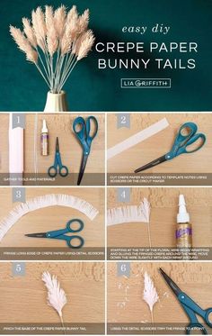 how to make bunny tails out of crepe paper with scissors and glues