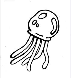 a black and white drawing of a jellyfish with its eyes closed, it is in the shape of an octopus