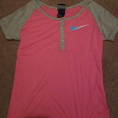 Soft And Never Worn Nike Tee Shirt! Nike Sporty Shirt For Spring, Pink Sporty Crew Neck Tops, Nike Sporty Spring Shirt, Sporty Pink Cotton Top, Casual Pink Sports Shirt, Cute Short Sleeve Sports Tops, Nike Pink Tops For Spring, Cute Nike Tops For Summer, Sporty Pink Crew Neck Tops