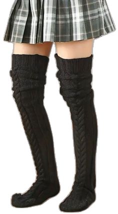 Cozy Black Knitted Socks, Thick Black Socks For Fall, Black Knitted Stretch Knee-high Socks, One Size Black Knee-high Socks, Black Stretch Knitted Knee-high Socks, Black Knee-high Socks One Size, Black Knitted Socks For Stocking Stuffer, Casual Black Over-the-knee Socks, Snug Warm Knee-high Socks