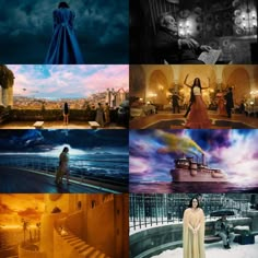 the collage shows four different scenes from movies