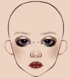 Makeup Look Drawing, Makeup Template Face, Makeup Face Template, Makeup Looks Drawing, Makeup Ideas Drawing, Goth Makeup Ideas, Makeup Chart, Face Chart Makeup, Weird Makeup