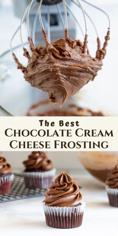 the best chocolate cream cheese frosting recipe is made with only 3 ingredients and it's perfect for cupcakes