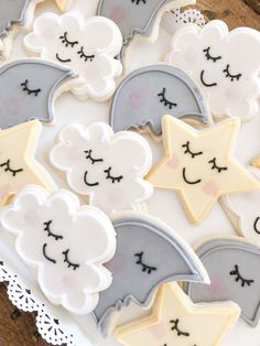 some decorated cookies sitting on top of a table