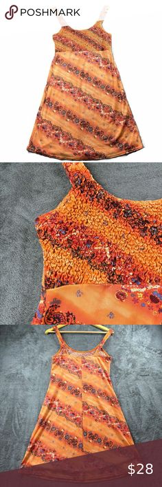 Giorgio Fiorlini Vintage Dress Mini Tank Popcorn Top Floral Orange Large J227