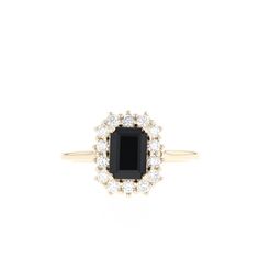 Olive Avenue Jewelry, Fever Dream, Ring Halo, Black Onyx Ring, Gold Filled Ring, Onyx Ring, Cz Diamond, Bridal Ring, Moissanite Diamonds