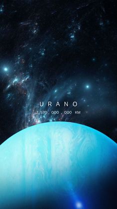 an image of the planet urano with stars in the background and text overlaying it