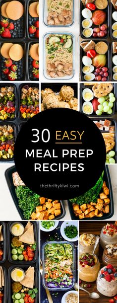 an image of meal prepped with the words 30 easy meal prep recipes