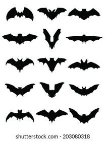 bats silhouettes on white background