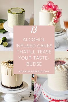 This post will show you how to take a well-known cocktail or liqueur and transform it into a delicious cake. These boozy cakes are drool-worthy and perfect for any celebration! You can choose from cakes like Tequila Lime Margarita Cake, Raspberry Champagne Cake, Irish Cream Cake, or Red Wine Sangria Cake. The Best Ever Boozy Cakes that Are Drool-Worthy with XOKatieRosario.com
#xokatierosario #katierosariocakes #cocktailcakes #boozycakes #cakedecoratingtips Alcohol Cake Flavors, Boozy Cake Flavors, Alcohol Inspired Cakes, Booze Cake Recipes, Boozy Birthday Cake, Cakes With Liquor, Boozy Cake Recipes, Cakes With Alcohol, Alcohol Infused Cake