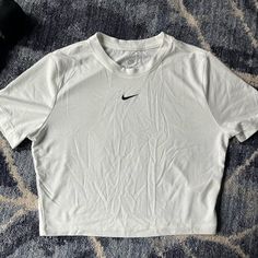 Very Soft, Never Worn, Not Sold At Nike Anymore. Fitted Nike T-shirt For Summer, Nike Basic Tops For Spring, Nike Basic Tops For Streetwear, Trendy Nike Short Sleeve Tops, Basic Nike Tops For Streetwear, Simple White Crew Neck Crop Top, Nike Basic Summer Tops, Trendy Nike Short Sleeve T-shirt, Nike Graphic Tee For Summer