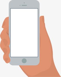 a hand holding a smart phone with a white screen in it's left hand