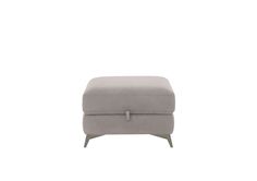 the foot stool is shown in grey fabric