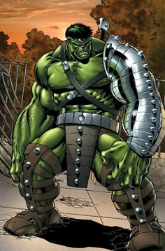 the incredible hulk is sitting down with his hands on his hips