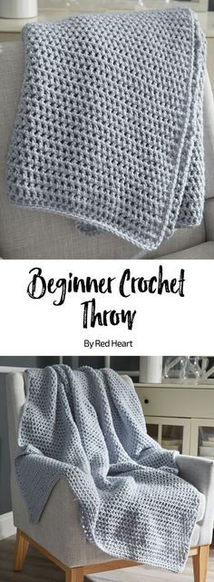 the begin crochet throw is shown with text overlay