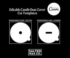 "Editable within Canva! Digital download for Candle Dust Cover Templates. These can be customized, downloaded, and imported to your chosen craft/cut platform. Custom cut and print service is also available in our shop, see details below! If you would like to order custom size blank or printed dust covers up to 7.5\" please visit our shop, https://saltedwaxco.etsy.com/ or one of the following listings: Custom Printed Candle Dust Covers https://www.etsy.com/listing/1588106815/ Custom Cut Candle Du Candle Dust Cover, Printed Candles, Candle Wrap, Cover Templates, Cover Template, Dust Cover, Labels & Tags, Printing Services, Sticker Paper