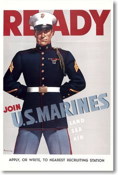 PRICES MAY VARY. Ready - Join the U.S. Marines - New Vintage Reproduction WW2 Recruitment Poster 12" x 18" Poster Printed on High Quality Paper 100% Satisfaction Guaranteed Marine Poster, Once A Marine, Recruitment Poster, Ralph Mcquarrie, Marine Art, Frank Frazetta, Us Marine Corps