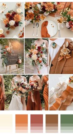 an orange and brown wedding color scheme