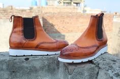 Handmade Men Classic Tan Leather Chelsea Dress Boots on Storenvy Men Classic, Dress Boots, Dress With Boots