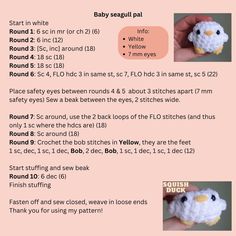 instructions for how to crochet an adorable little bird from the book, baby sew