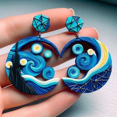 a pair of earrings that are made out of polymer