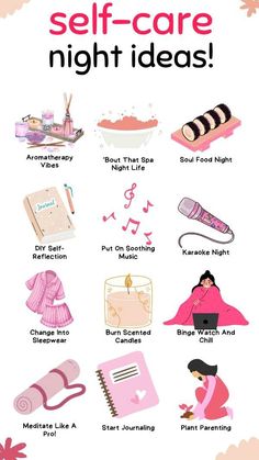 Loosen up and unwind with 41 proven self-care night ideas, perfect for unwinding after a long day and promoting relaxation. self care night ideas at home | self care night ideas with friends | self care night ideas with boyfriend | self care night ideas tiktok | self care night ideas aesthetic | self care night ideas at home aesthetic | girls night self care ideas | self care spa night ideas | self cre night aesthetic ideas instagram Night Aesthetic Ideas, Night Ideas With Friends, Spa Night Ideas, Self Care Night Ideas, Self Date Ideas, Ideas With Boyfriend, Night Self Care, At Home Self Care, Relaxing Ideas