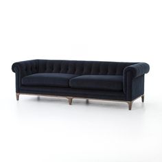 Griffon Sofa - Plush Navy Tufted Chesterfield Sofa, Button Tufted Sofa, Navy Sofa, Tufted Sofa, Up House, Exposed Wood, Chesterfield Sofa, Velvet Sofa, Barndominium