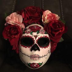 This Mask Was Worn Twice For An Old Day Of The Dead Dress Up. Large Mask. Was Hand Made By Someone On Etsy. I Forget The Artists Name. I Had To Replace Some Of The Flowers Because It’s Stored For A Few Years And The Glue Came Undone. Also Had To Replace The Lace Because The Other One Caught A Hole In It While At The Event I Wore It To. It’s In Great Condition. Beautiful Colors. Length Of The Mask Inside 8 1/2” Width 6” Day Of The Dead Mask, Indigenous Culture, Artist Names, Day Of The Dead, Beautiful Colors, Mask, Lace, Red, Color