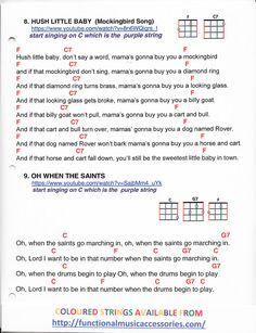 a sheet with the words and symbols for guitar chords