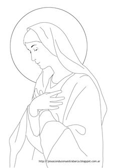 the virgin mary holding her child in her arms, with one hand on her chest