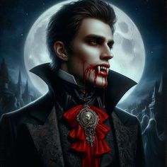 a vampire with blood dripping from his mouth