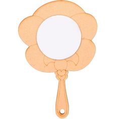 a mirror that is shaped like a flower with a heart on the side and a long handle