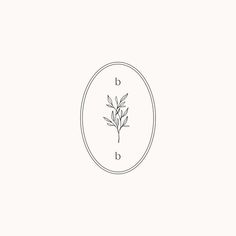 a black and white drawing of a plant in a circle with the letter d on it