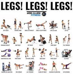 an image of a woman doing exercises for her legs and arms with the words leg lifts