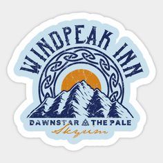 a sticker with the words whippak inn in blue and orange on it