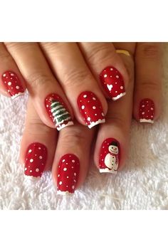 24Pcs Christmas Press on Nails Short Square - WLGDLH Red Fake Nails White French Coffin False Nails Press Ons Nail Art Tips With Snowman Snowflake Design Acrylic Nail Kit for Women Christmas Decor