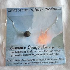 New Lava Stone Bead Diffuser Necklace. 24" Silver Tone Chain. Endurance, Strength, Courage.... All Symbolized In The Lava Stone. The Lava Stone Promotes Tranquility, Relaxation, And Calm. Add 1-2 Drops Of Your Favorite Essential Oil To The Stone. Allow To Soak In, Wipe Away Excess. Re-Apply As Needed. Lava Stone Diffuser, Island Jewelry, Oil Diffuser Necklace, Essential Oil Necklace Diffuser, Diffuser Necklace, Lava Stone, Stone Island, Essential Oil Diffuser, Oil Diffuser