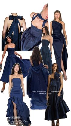 Navy Blue Bridesmaid Dresses, Korean Fashion Dress, Grad Dresses, Fantasy Dress