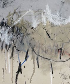 an abstract painting with white and gray colors