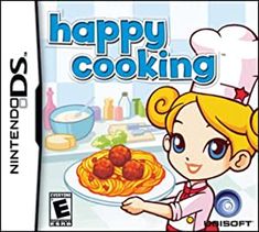 the nintendo ds game happy cooking features a cartoon girl holding a plate of spaghetti and meatballs