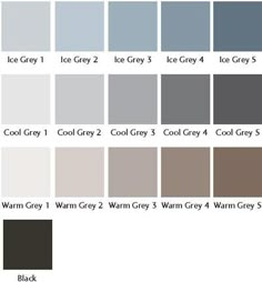 the color scheme for gray is shown in several different shades