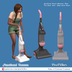 an image of a woman cleaning the floor with a vacuum cleaner and steam mop