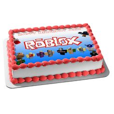 a birthday cake with the name roblox on it