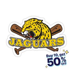 a sticker that says jaguars buy 10 get 50 % off