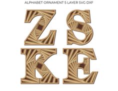 the letters are made out of wood and have been carved to look like an ornament