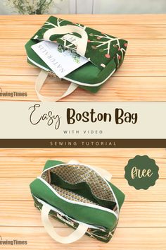 the boston bag sewing pattern is shown with instructions for how to sew and make it