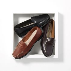 Women's Classic Penny Loafer – Eastland Classic Moc Toe Slip-ons For Fall, Classic Leather Slip-on Shoes For Office, Classic Wingtip Slip-ons With Brogue Detailing, Classic Wingtip Slip-ons For Work, Classic Slip-on Dress Shoes With Almond Toe, Classic Slip-ons With Leather Footbed For Business Casual, Classic Slip-on Dress Shoes With Stitched Sole, Classic Slip-on Oxfords With Stitched Sole, Classic Moc Toe Moccasins For Fall